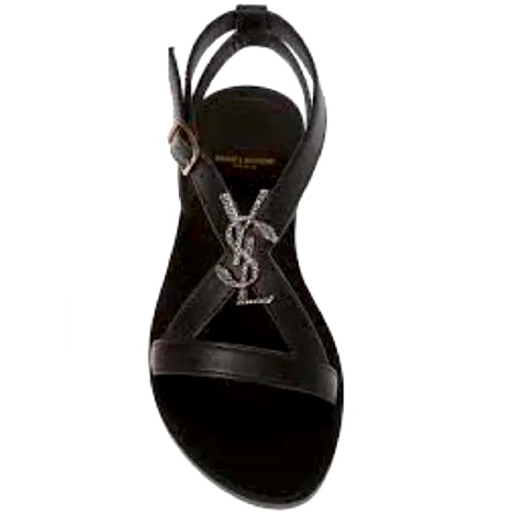 Saint Laurent Joson Pallad O Black Sandals sz 38.5